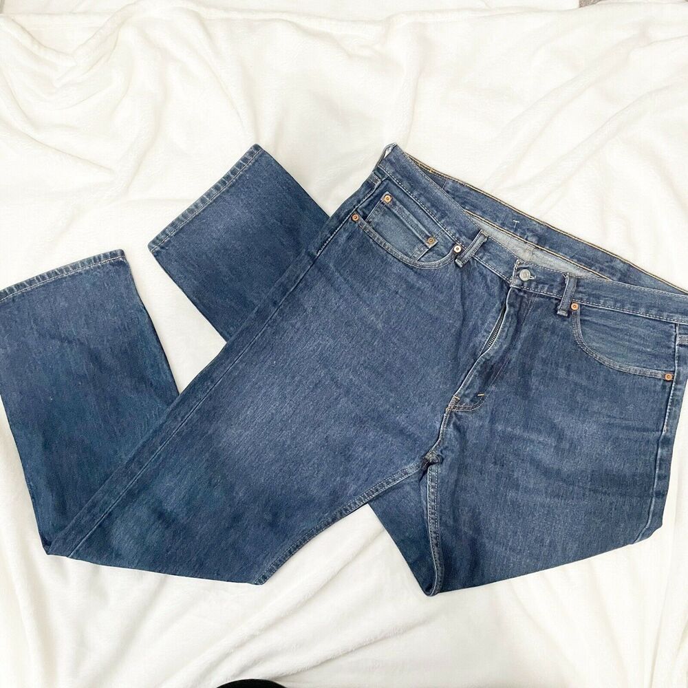levis 505 blue denim jeans mens 38x32 regular fit 100% Cotton Straight leg